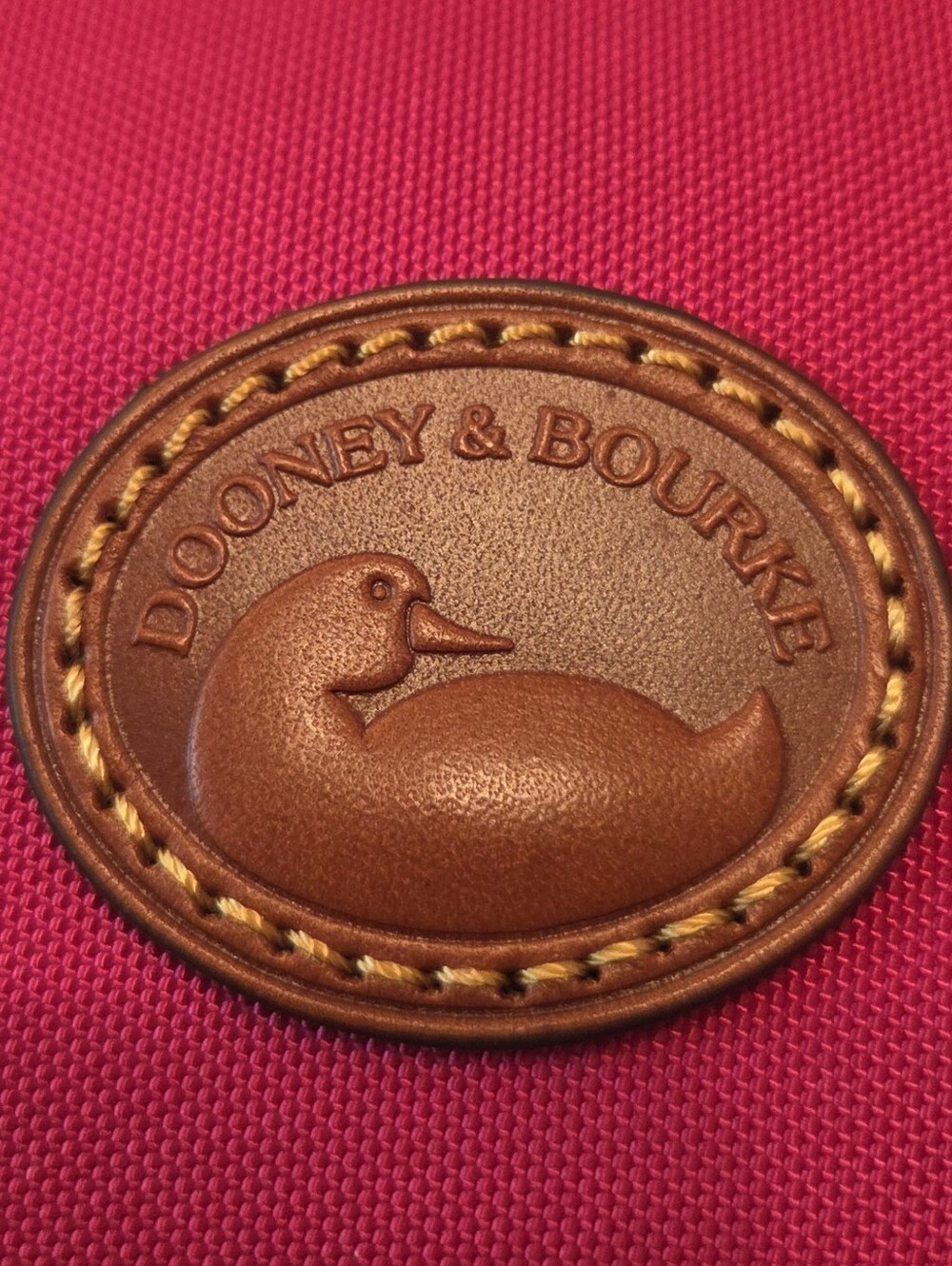 Dooney & Bourke Hot Pink Crossbody with Brown Leather Trim - Picture 6 of 13